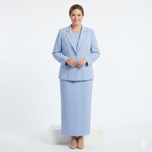 Maxie Klein Collections New York 3-Piece Beaded Blazer Suit Set Periwinkle 18W